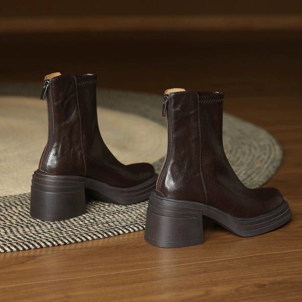 Women's Retro Thick-Soled Height-Enhancing Slim Martin Boots-RIONSON