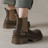 Women's Vintage Cowhide Thick-Soled Rivet Chelsea Martin Boots-RIONSON