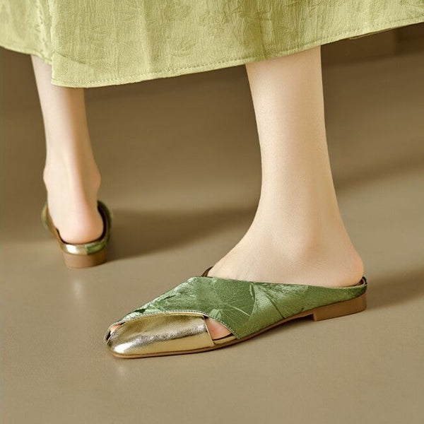 Women Summer Lazy French Style Hollow Color-blocking Design Slippers-RIONSON