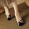 Women Elegant Outerwear Flat-Soled Color-Blocked Closed-Toe Slippers-RIONSON
