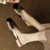 Women Elegant Outerwear Flat-Soled Color-Blocked Closed-Toe Slippers-RIONSON