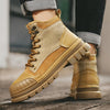 Men's American Retro Motorcycle Style High Top Martin Boots In Yellow-RIONSON