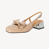 Women's Summer Sweet Lambskin Patent Leather Bowknot Rhinestone Heel Sandals-RIONSON