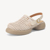 Women's Summer Sheepskin Hollow Woven Toe Thick-Soled Sandals-RIONSON