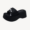 Women's Casual Versatile Thick Sole Heightening Rhinestone Slippers-RIONSON