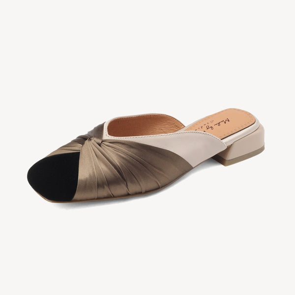 Women Elegant Outerwear Flat-Soled Color-Blocked Closed-Toe Slippers-RIONSON