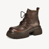 Women's British Style Cowhide Thick-Soled Thick-Heeled Martin Boots